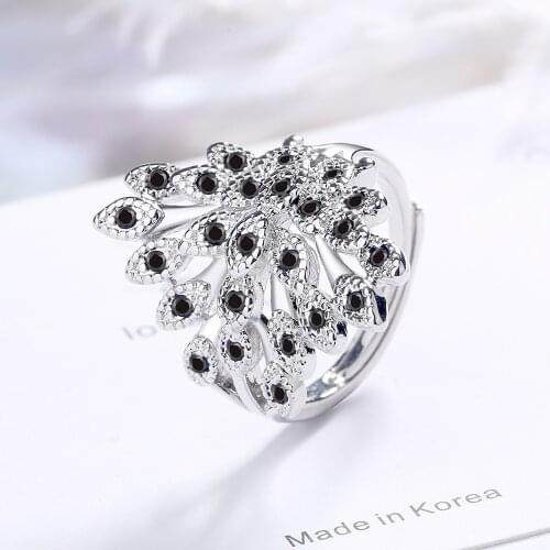 Fashion 925 Sterling Zircon Peacock Finger Ring Jewelry For Women Girls Wedding Christmas jz566