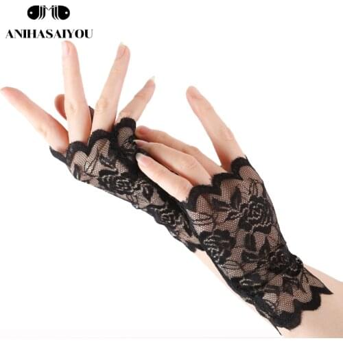 Fashion Multicolor fingerless gloves Womens Sexy lace gloves Ladies Half Finger Fishnet womens gloves Mesh womens mittens-1134