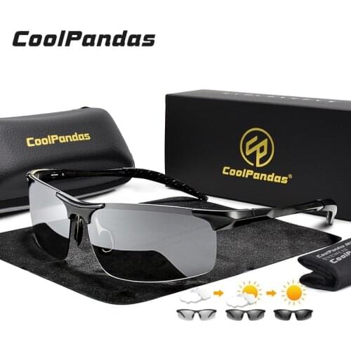 2021 Aluminum Rimless Photochromic Sunglasses Men Polarized Day Night Driving Glasses Chameleon Anti-Glare gafas de sol hombre