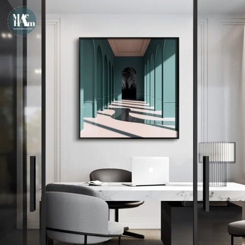 Maeham Green art building corridor wall art Canvas Prints Posters Wall Pictures for living room dining Morden decor Nordic