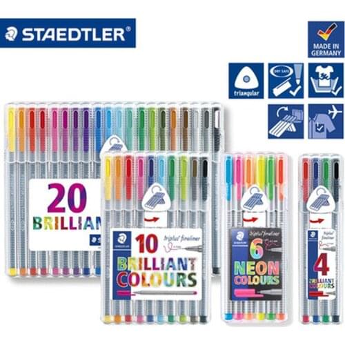 German STAEDTLER 334 Fiber Pen 4/15/20/30/42/50 Colour Set Colour Sketch Pen 0.3mm Triangular Rod Writing Brush