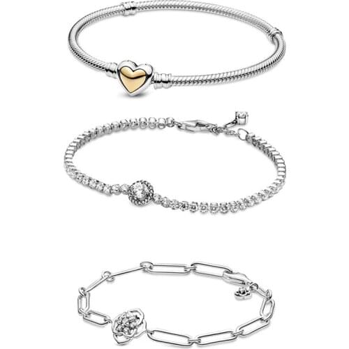 2021 New S925 Hemispherical Golden Heart Buckle Snake Rose Petal Shape Halo Tennis Bracelet Exquisite Jewelry For Ladies