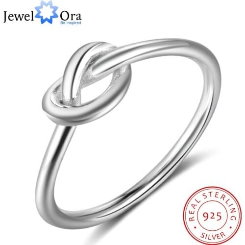 Genuine 925 Sterling Silver Knot Rings for Women Girls Female Finger Jewelry Birthday Gift for Best Friend (JewelOra RI102297)