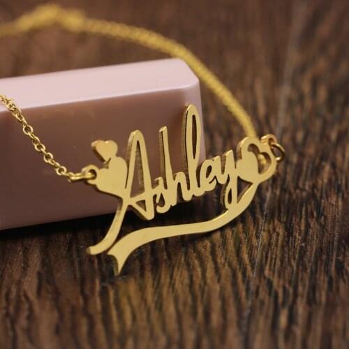 Personalized Rollo Chain Necklaces 925 Solid Silver customized Love Hearts Name Necklace Custom Pendant Necklace