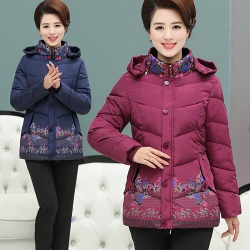 Womens winter coat new middle-aged and elderly cotton coat short section cotton jacket mother loaded thick down jacket