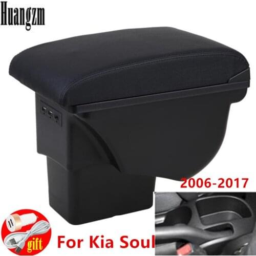 For Kia Soul Armrest Retrofit parts For Kia Soul 2009 2010 2011 2012 2013 2014 Car Armrest box Storage box car accessories 3USB