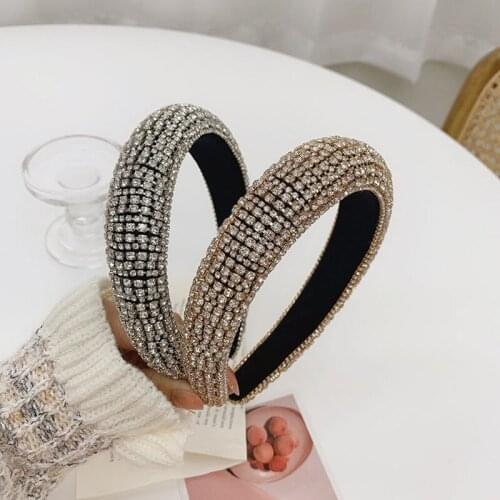 Luxury Hair Accessories Womens Rhinestone Headband Baroque Full Diamond Alloy Sponge Hairband Fashion Hair Hoop Headwear New