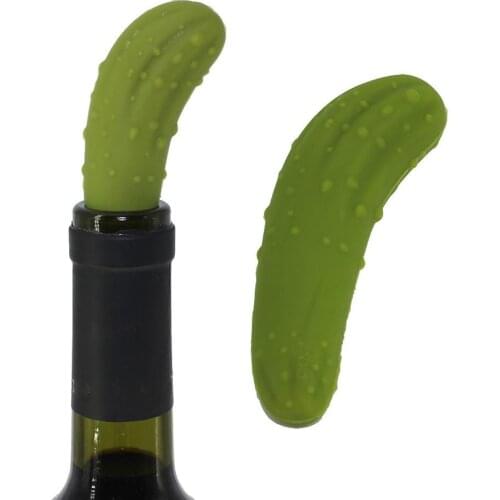 Silicone Cucumber Red Wine Bottle Stopper Resealable Plug Cork Leakproof Bottle Sealer Wine Fresh Saver Kitchen Accessory
