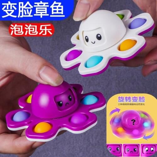 Flip Face-changing Octopus Bubble Pop Up Pioneer Fingertip Top Decompression Creative Toy Adhd Toys Fidget Spinner Stress Toys