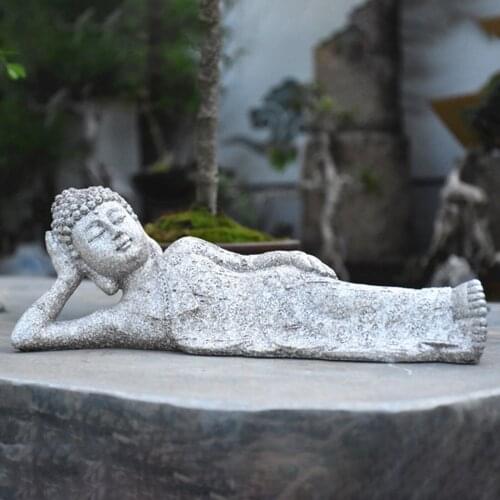 Sleeping Meditating Buddha Statue Figurine Outdoor Zen Garden Buddha Sculpture Decor for Home Room Patio Decor