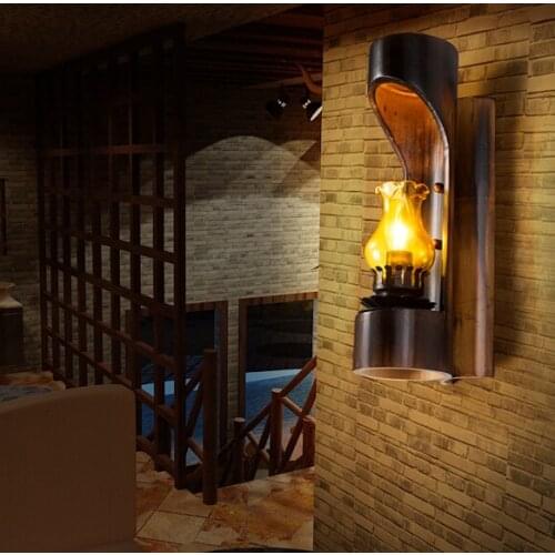 Loft Style LED Wall Light Fixtures Bamboo Tube Vintage Wall Lamp For Bedside Stairs Wall Sconce Indoor Lighting Lampara Pared