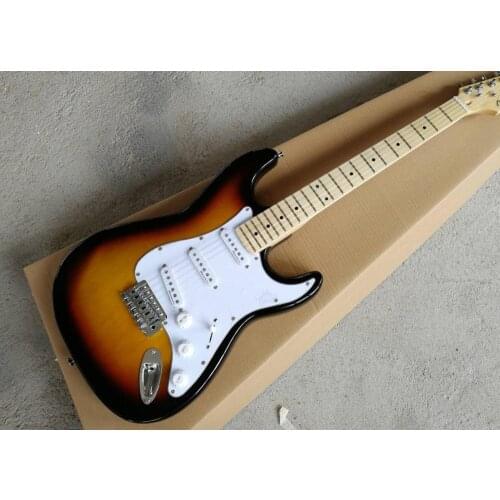 Burst color guitar, maple fingerboard, white shield, SSS pickup, can be customized as required, free delivery