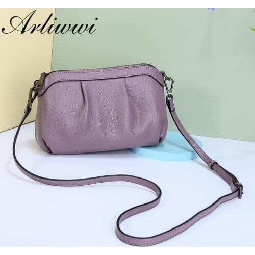 Women Soft Genuine Cow Leather Small Shoulder Bag Ladies Candy Solid Color Real Cowhide Crossbody Messenger Handbag High Quality
