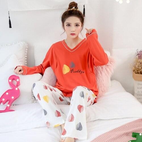 Round Neck women pajamas set Cotton pijama mujer Full pajamas for women warm sleepwear Winter pijamas