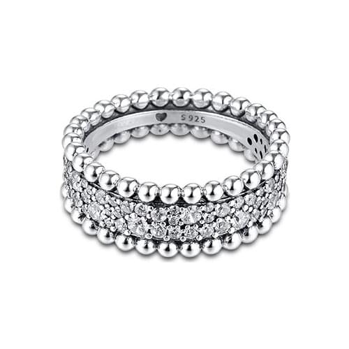 Beaded Pave Band Ring European rings for women silver 925 Rings For Jewelry Making bijoux femme Wedding Rings