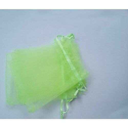 100pcs 7*9 Green small gift bags for jewelry/wedding/christmas/birthday Organza Bags with handles Packaging Yarn bag