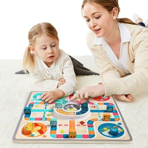 2 In 1 Ludo&L'oie Wooden Chess Set Two-Sided Board Game Childrens Family Learning Games For Adults Kids Educational Toys