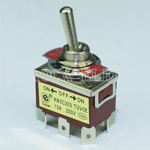 20PCS KN3C-203P ON-OFF-ON DPDT 6 Pin 3 Position Toggle Switch Medium 15A 250VAC With PC Terminal Free Shipping