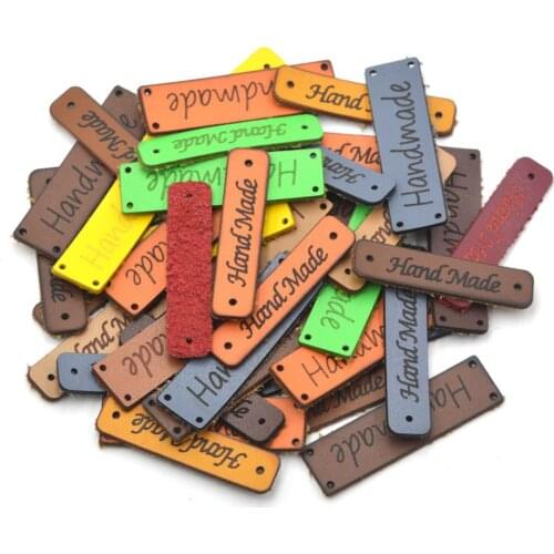 20pcs Handmade Labels Clothes Garment Leather Labels Hand Made Tags Jeans Bag Shoes DIY Sewing Supplies knitting Accessories
