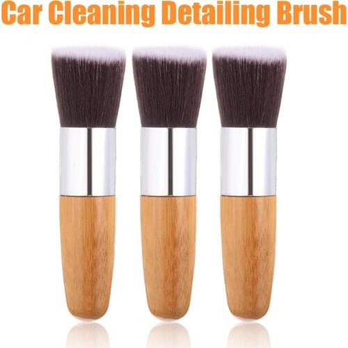 For Auto Car Cleaning Detail Clean Care Tool 3pcs Cleaning Detailing Brush Mini Flat Head Brushes Natural Boar Hair MAYITR