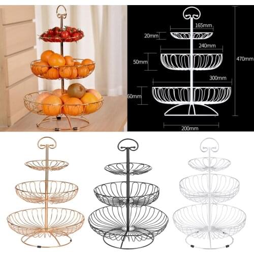 3 Layers Minimalism Fruit Bowl Wire Basket Kitchen Fruit Stand Vegetable Baskets for Countertop Organizer