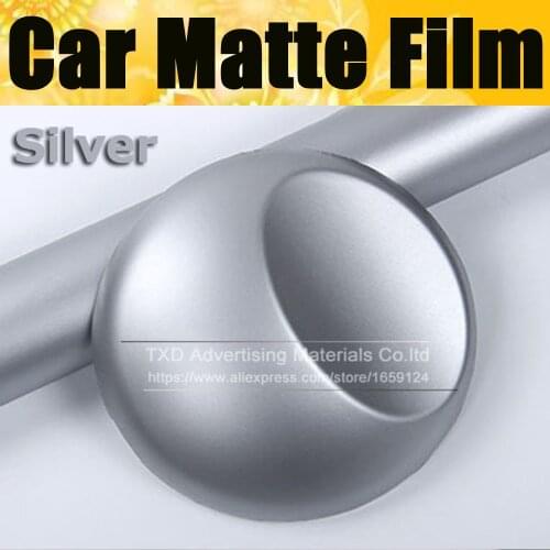 4"/8"/12"/16"/20"/24"x60"/LOT Matte Silver Vinyl Wrap Film With air free bubbles Silver matt car sticker by free shipping
