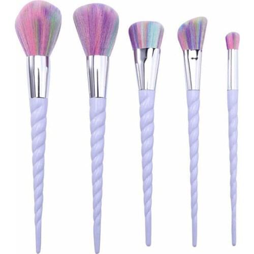 5 Unicorn Makeup Brush Set Colorful Hair Makeup Brush Set Screw Fantasy Eyebrow Eyeliner Blush Blending Contour Brush Kit Tools