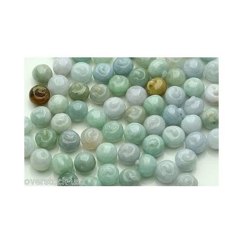 5PCS Chinese Natural Aqua Jade (Jadeite) Apple Beads / 12-13mm (Wholesale)