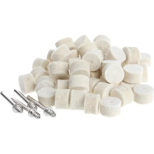 50Pcs 25mm Wool Felt Polishing Buffing Wheel Grinding Pad + 4Pcs 3.15 mm Shanks