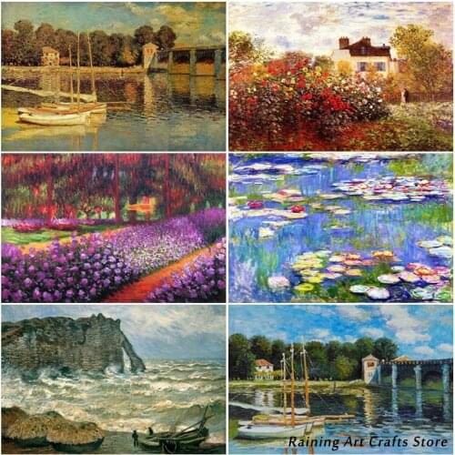 5D Diy Diamond Painting Famous Monet Scenery Embroidery Full Square Round Drill Rhinestone Cross Stitch Kits Home Decoration