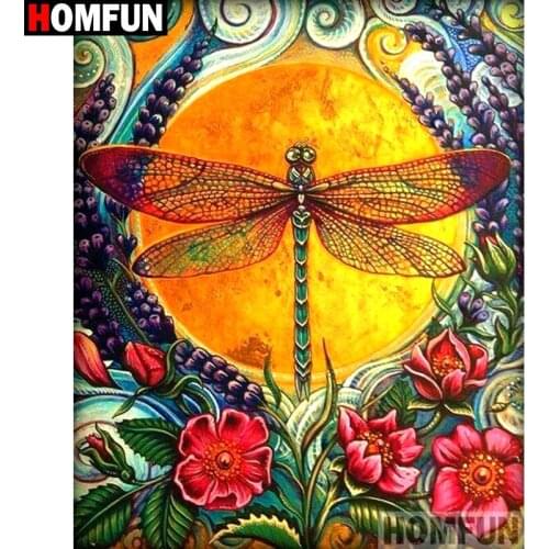 HOMFUN Diy Diamond Painting Cross Stitch Set "dragonfly" Home Decor Square Round Diamond Embroidery 5D Needlework A07033