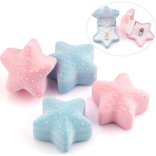 1 Piece Lovely starfish Velvet Jewelry Box Wedding Engagement Ring Box Display Gift Box Holder for Earrings Necklace Bracelet