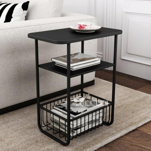 BJ-5423 Sofa Side Table Simple Nordic Style Storage Table Iron Rectangle Coffee Table Multipurpose Living Room Multi-layer Table