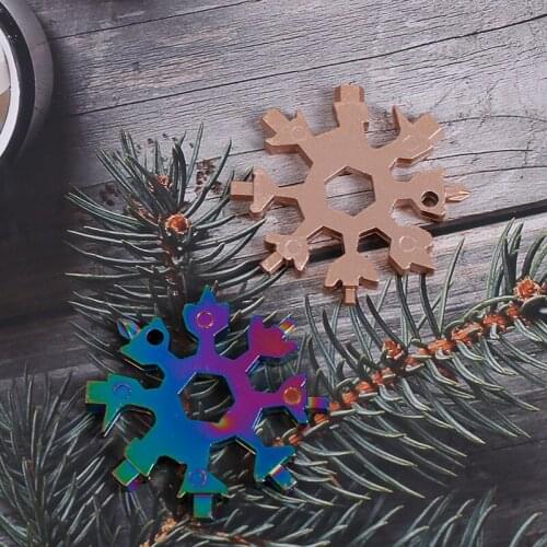 1 Pc 6.4*6.4cm 18 In 1 Stainless Tool Multi-Tool Portable Snowflake Shape Key Chain Screwdriver