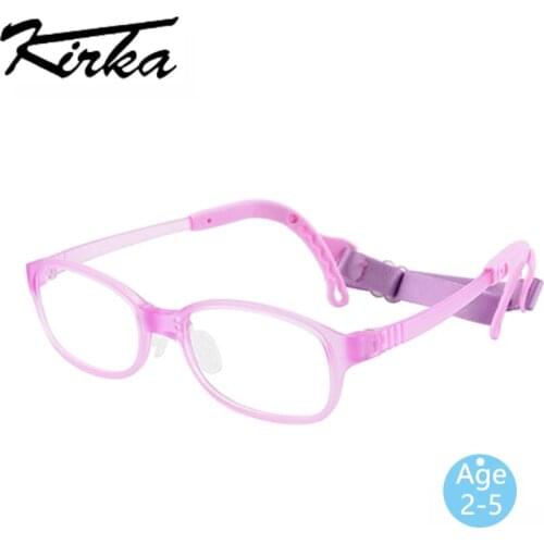 Kirka Children Optical Glasses Frame with Strap Kids Eyewear Frames Flexible Spectacle Girls Boys Eyeglasses Soft Size 46mm