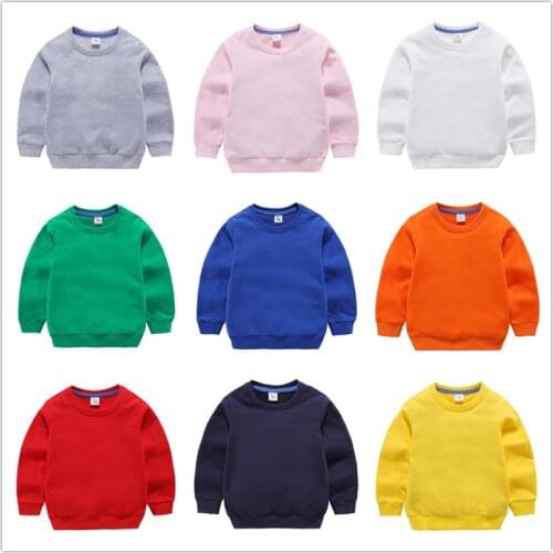 Childrens sweatshirts 2021 spring new boys round neck pullover girls solid color loose long-sleeved tops 7060 28