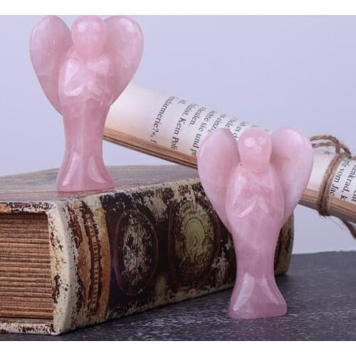TUMBEELLUWA 4'' Crystal Guardian Angel Figurine Amethyst Rose Quartz Healing Reiki Stone Craft Gift Room Decor Ornaments