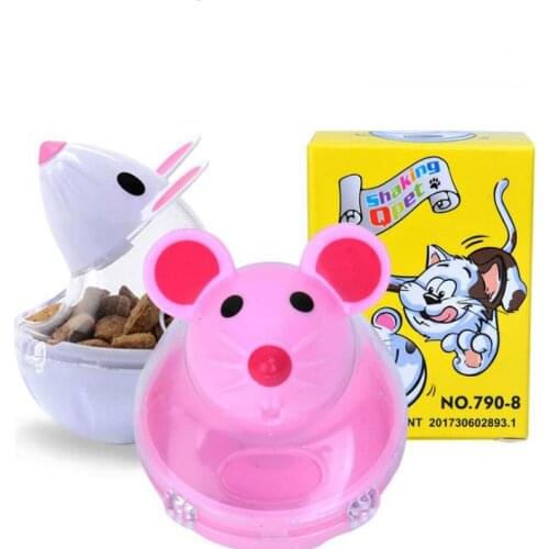 1pc Puzzle Toys Cat Molars Bitten Mouse Shaped Food Feeder Pet Chew Toy Cat Supplies Tumbler Cat Plush Leaking Ball Toy Feeder