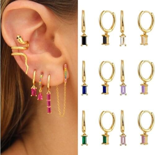 ISUEVA Classic Square CZ 18K Gold Filled Cubic Zircon Dangle Earrings For Women Accessories Wedding Jewelry Wholesale