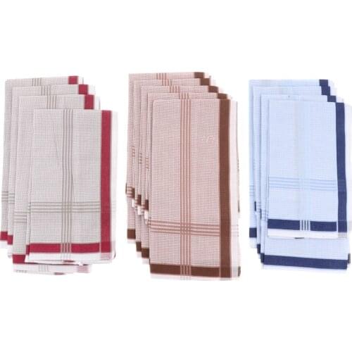 12pack Classic Mens Striped Hankerchief 100% Cotton Pocket Square Hanky