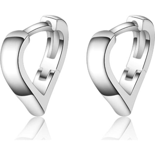 Cool wind fashion simple personality romantic popular beautiful heart shape silver plated ear rings YE004