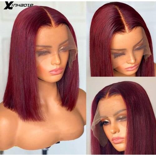 Red Bob Lace Front Wig 13x4 Colored Brazilian Human Hair Lace Frontal Wig Burgundy 99J Short Bob 4x4 Lace Closure Short Bob Wigs