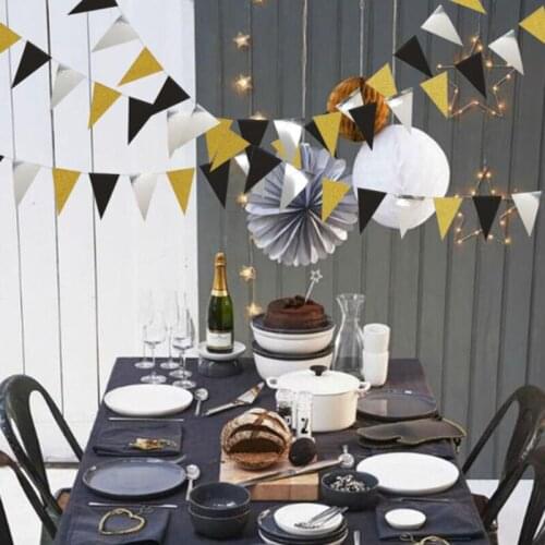 Colorful Paper Banner Garlands Birthday Bunting Pennant Baby Shower Wedding Garland Flags Party Decoration Supplies