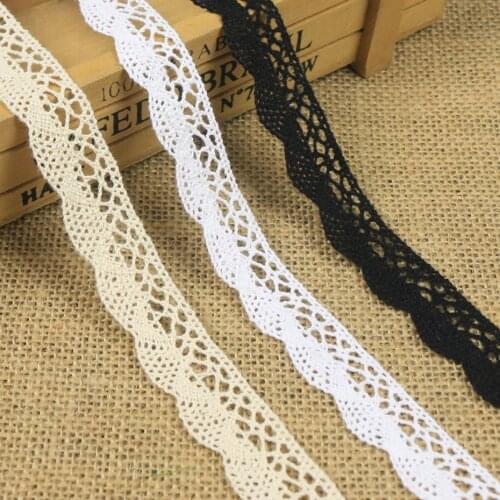 5/10/20/30/40/50 Yards 20mm Cotton Lace Trimming for Sewing Clothes Ribbon Trim Black White Beige DIY Handmade Accessories