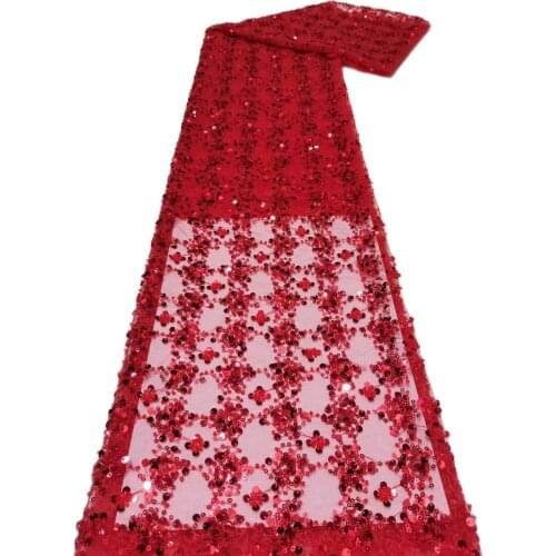 New Arrival Handmade Beads Lace Top Quality Shinny Fabric JRB-15.2182507 Nigerian Embroidered Material for Fashion Show Dress