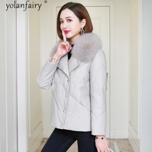Real Leather Jacket Women 2020 Winter Sheepskin Coat Female Clothes Fox Fur Collar Jackets for Women Fashion HSH205 KJ6277