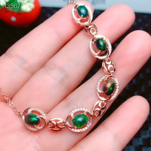 Best Gift Natural Real Natural And Real Opal bracelet Solid S925 Sterling Silver For Women Colour Gem Stone Rings Fine Jewelry