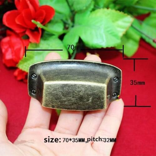 70*35mm Alloy Kitchen Drawer Cabinet Door Handle Furniture Knobs Cupboard Antique Metal Shell Pull Handles,Bronze Tone,1PC
