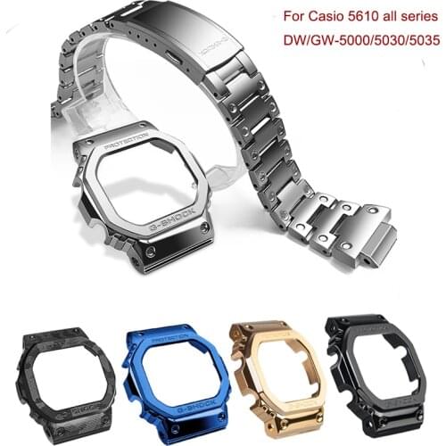 Metal Watch Strap Watch Case Mens DW5035 GW-M5610/ M5600/M5630 Watch Accessories for Casio G-Shock Steel Strap Mens Band