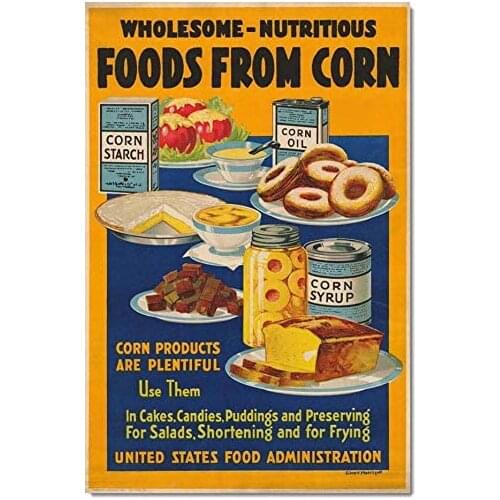 Metal Sign Foods From Corn Farm Restaurant Indoor and Outdoor Art Wall Decoration Old-fashioned Retro Metal Sign 8X12 Inches